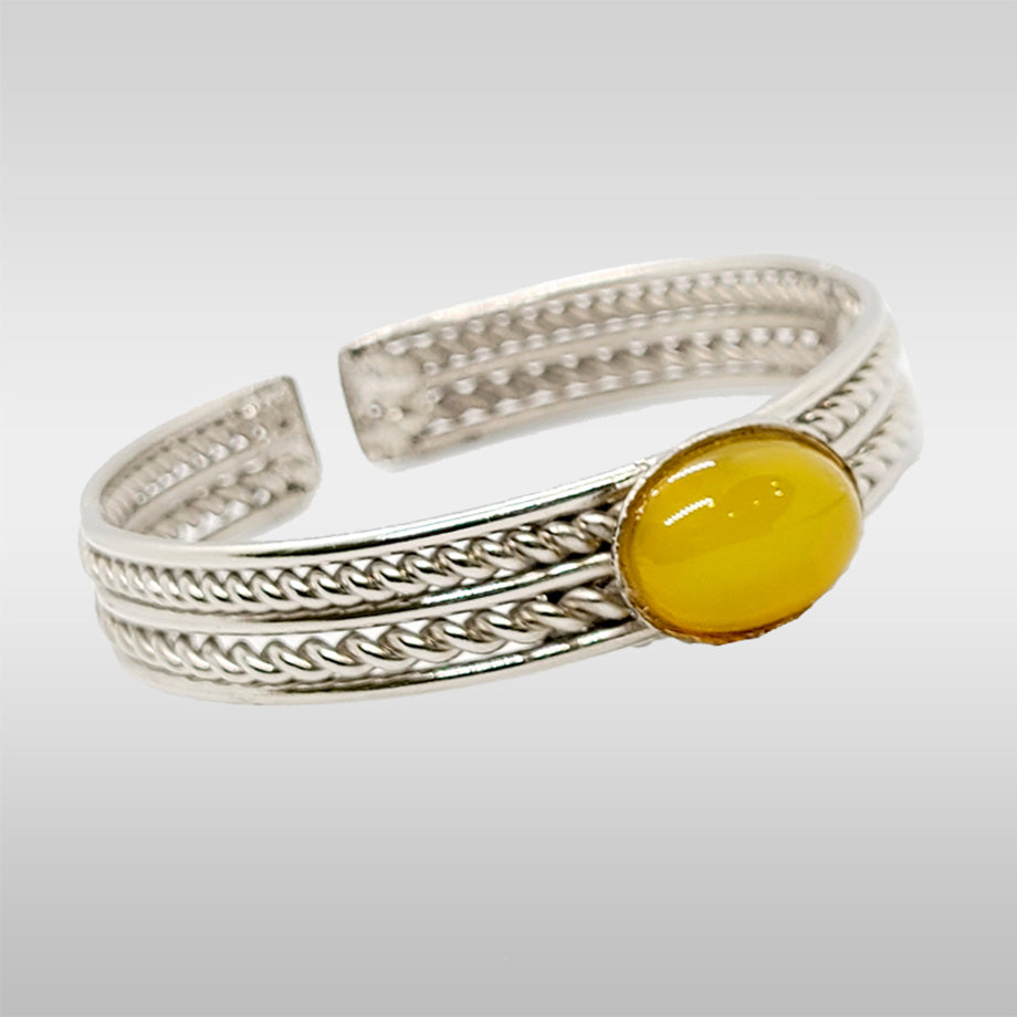 Ladies Aqeeq Kara Hand Cuff Brown | Yellow | Black
