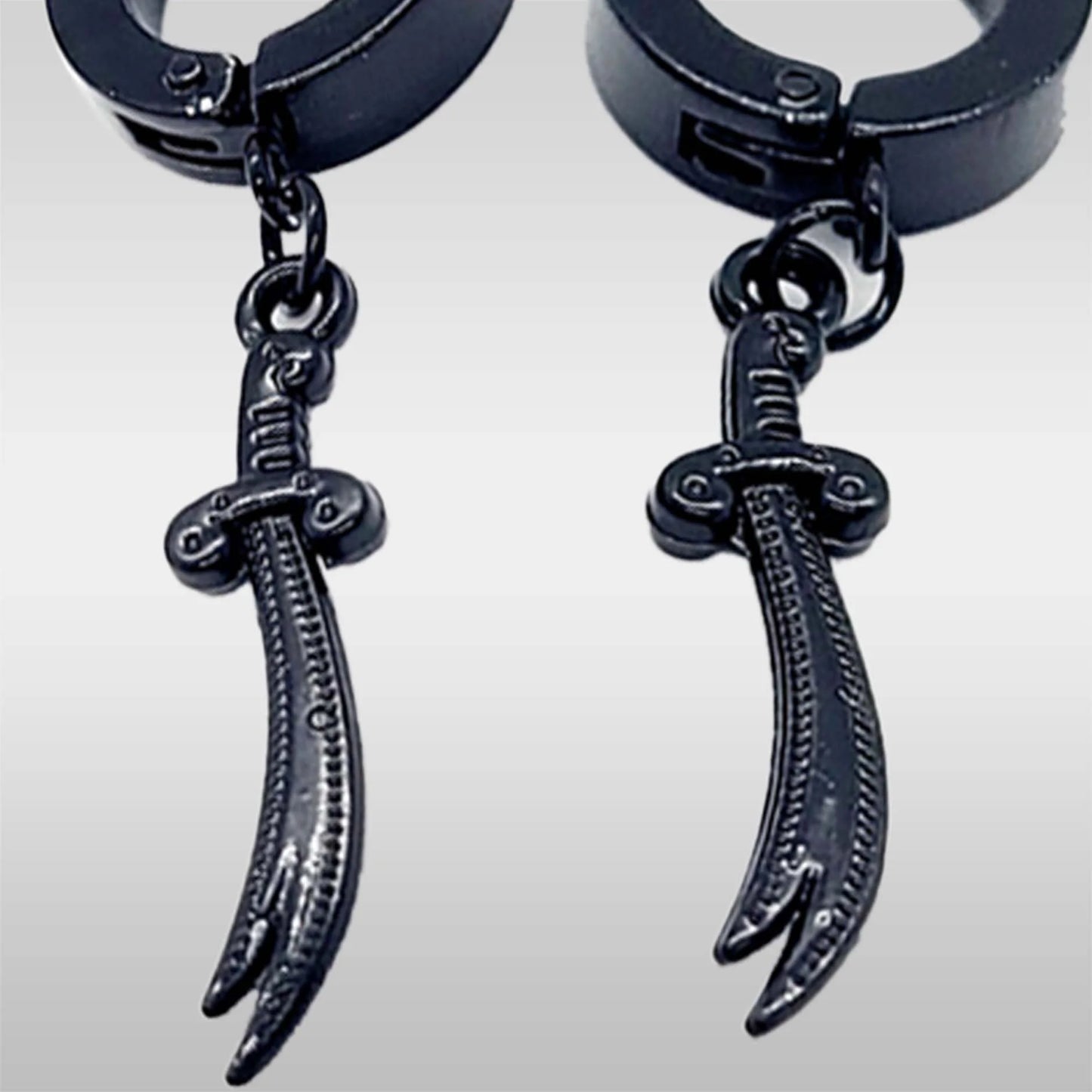 Black Dur Earrings with Zulfiqar Pack of 2pcs