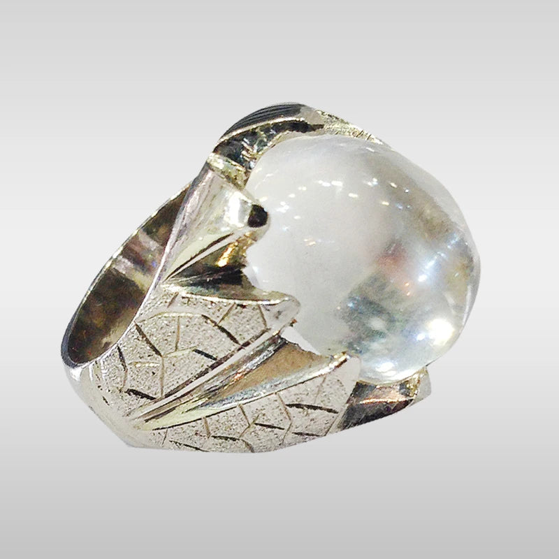 Men's Pure Silver Dur-e-Najaf Ring with Design