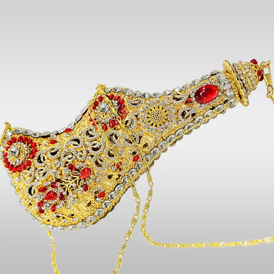 Golden Mashaq Bibi Sakina (sa) Red Stones 8 Inch