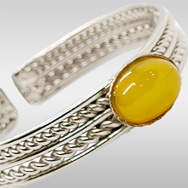 Ladies Aqeeq Kara Hand Cuff Brown | Yellow | Black