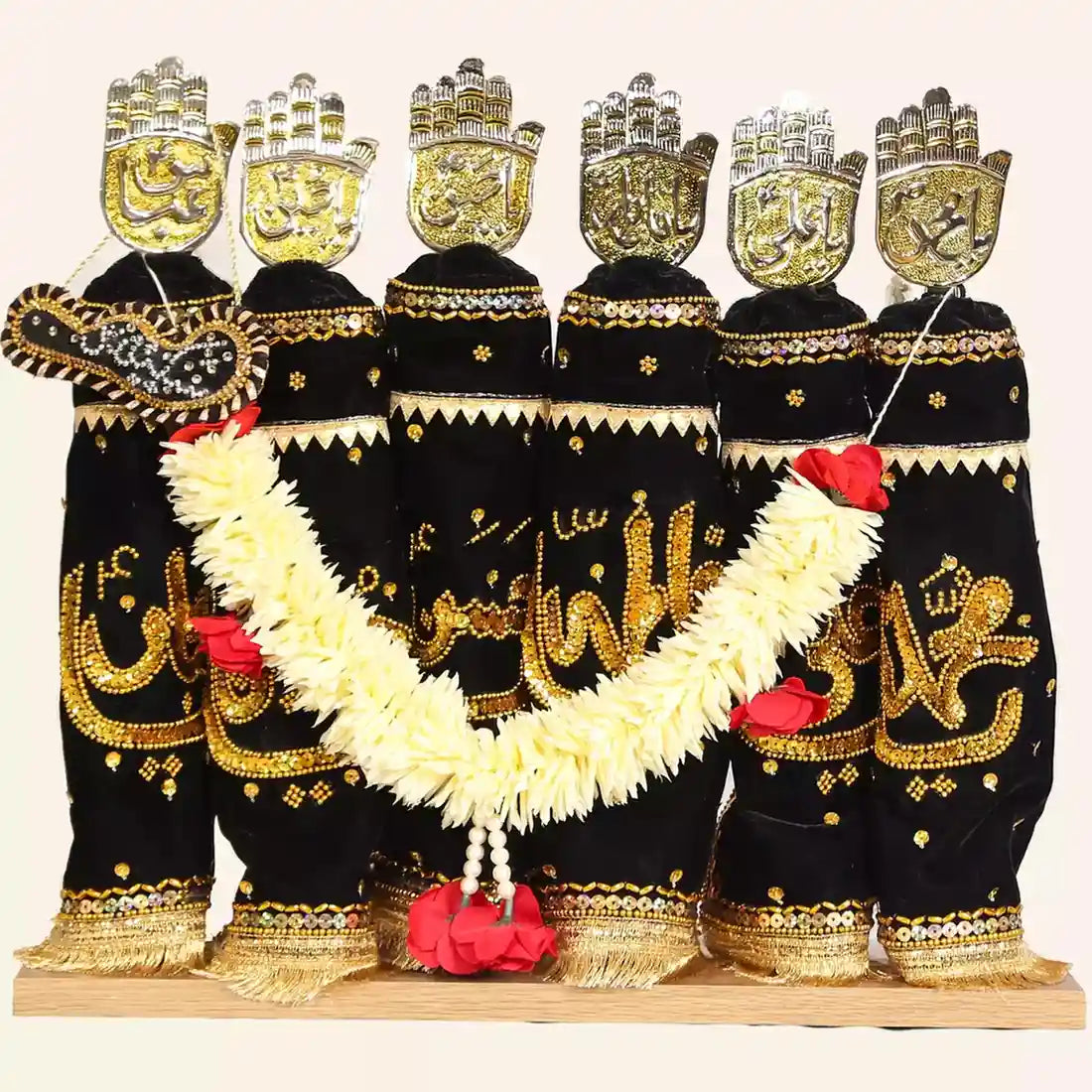 Black Velvet Alam Azakhana with Handcrafted German Silver Panja
