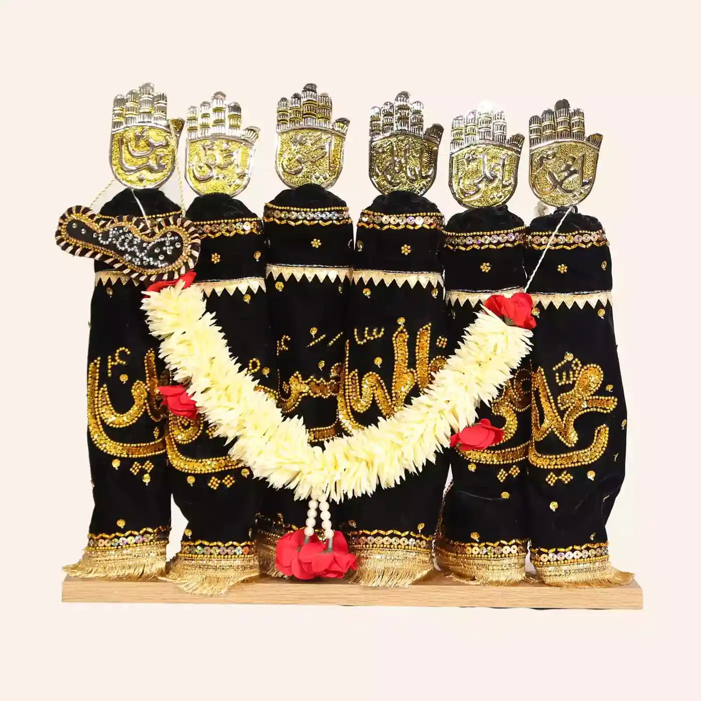 Black Velvet Alam Azakhana with Handcrafted German Silver Panja for Your Home