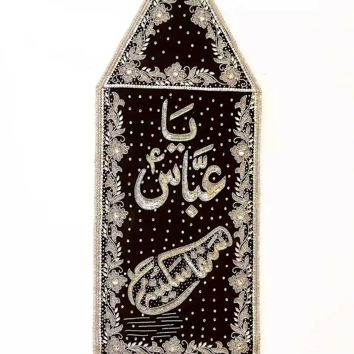 Black Velvet Alam Patka with Flower Design Sequence for Ya Abbas as & Saqqa e Sakina sa 1