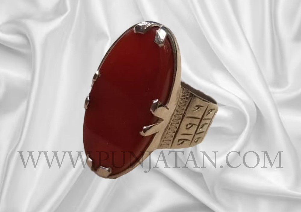 Brown Aqeeq Silver Ring With 999 Naqsh (New Arrival)