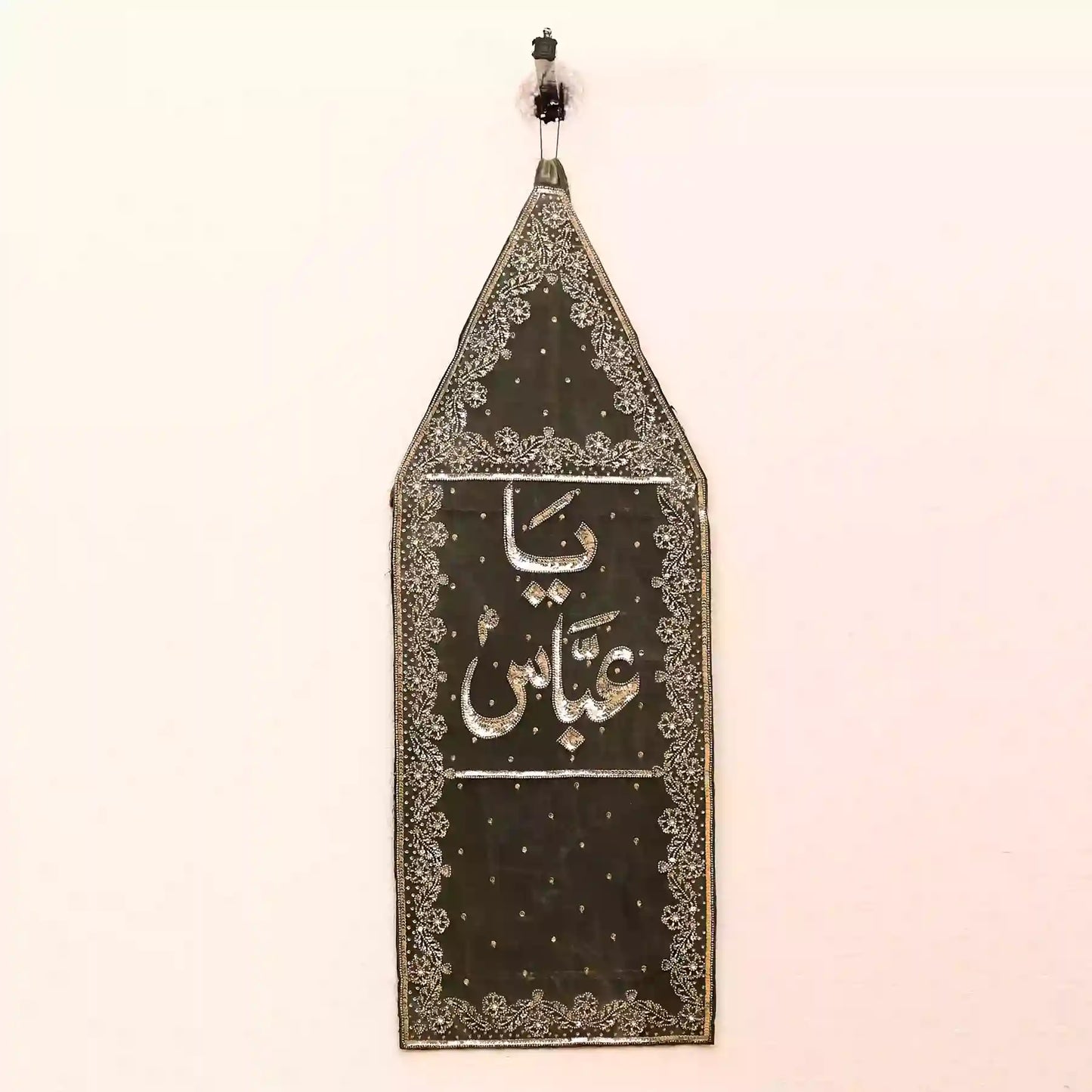 Elegant Rangoon Green Velvet Alam Patka of Ya Abbas as Flower Design 1