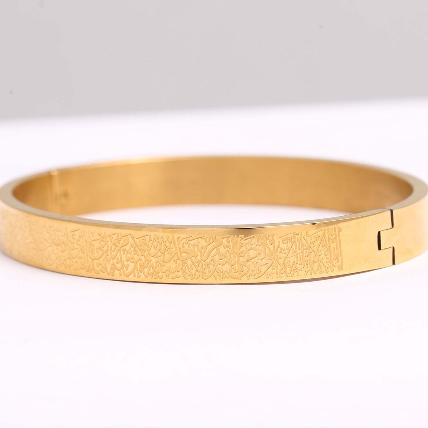 Ayatul Kursi Golden Kara Cuff Bracelet Golden Polish