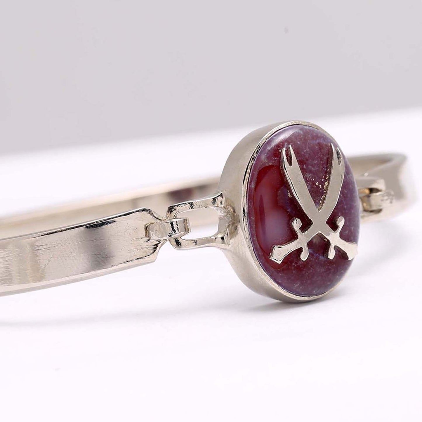Aqeeq Zulfiqar Kara Silver Steel Bracelet