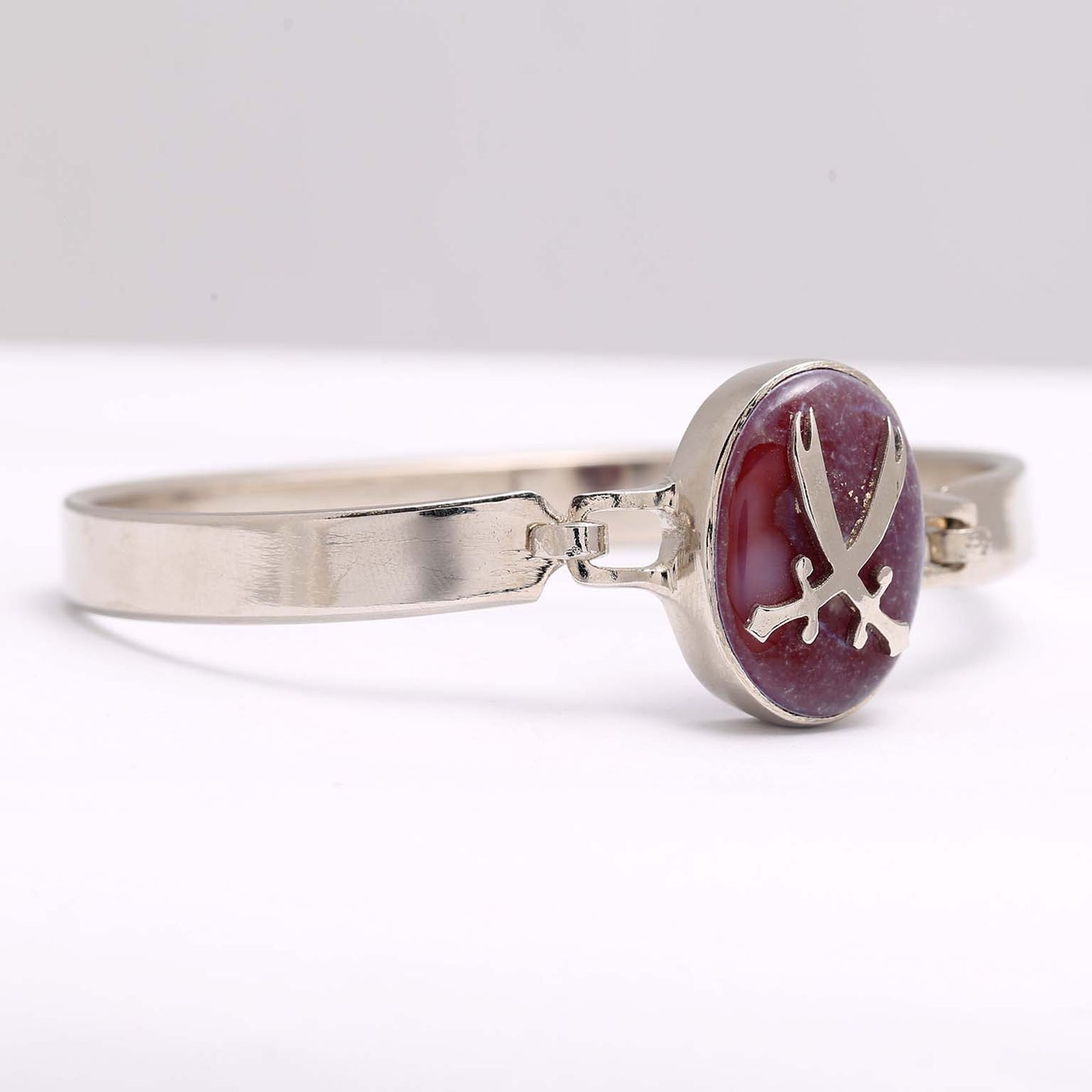 Aqeeq Zulfiqar Kara Silver Steel Bracelet