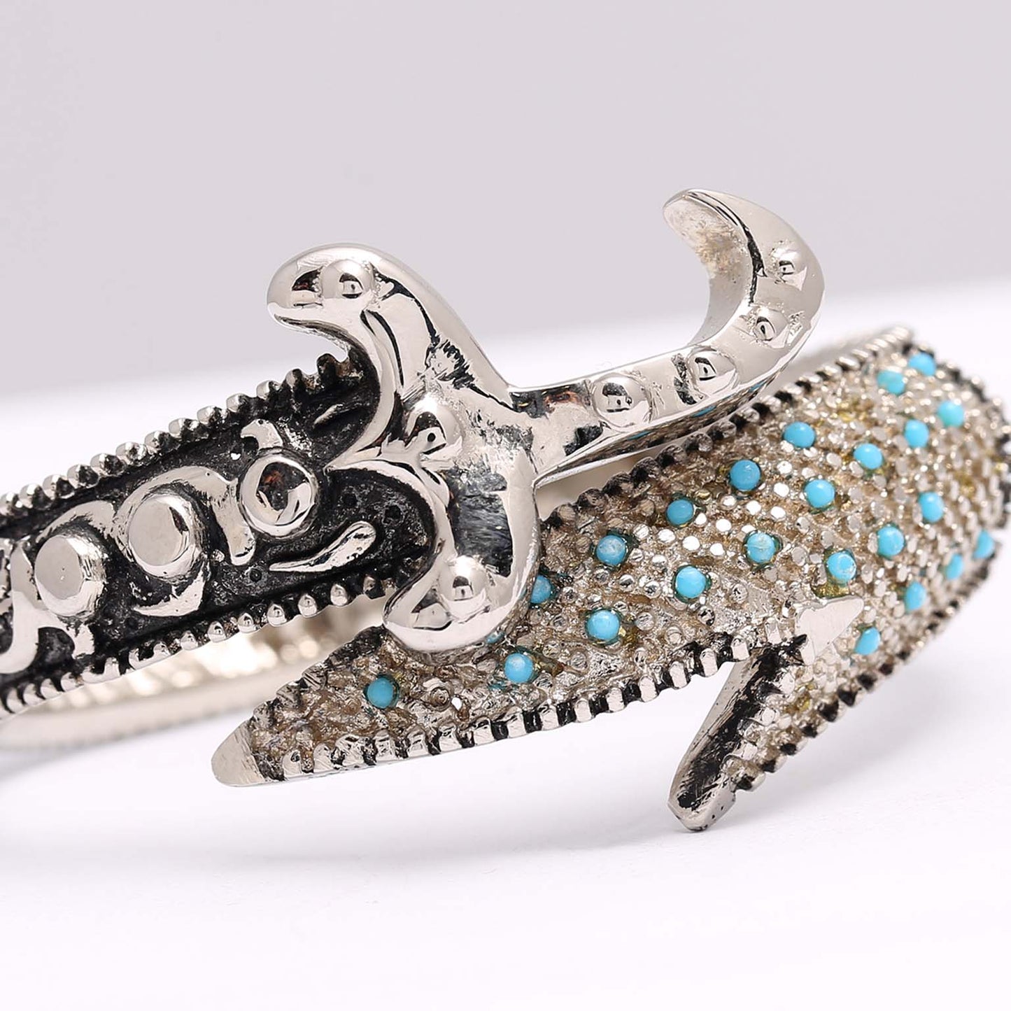 Zulfiqar Kara Silver Bracelet with Firozah Stones