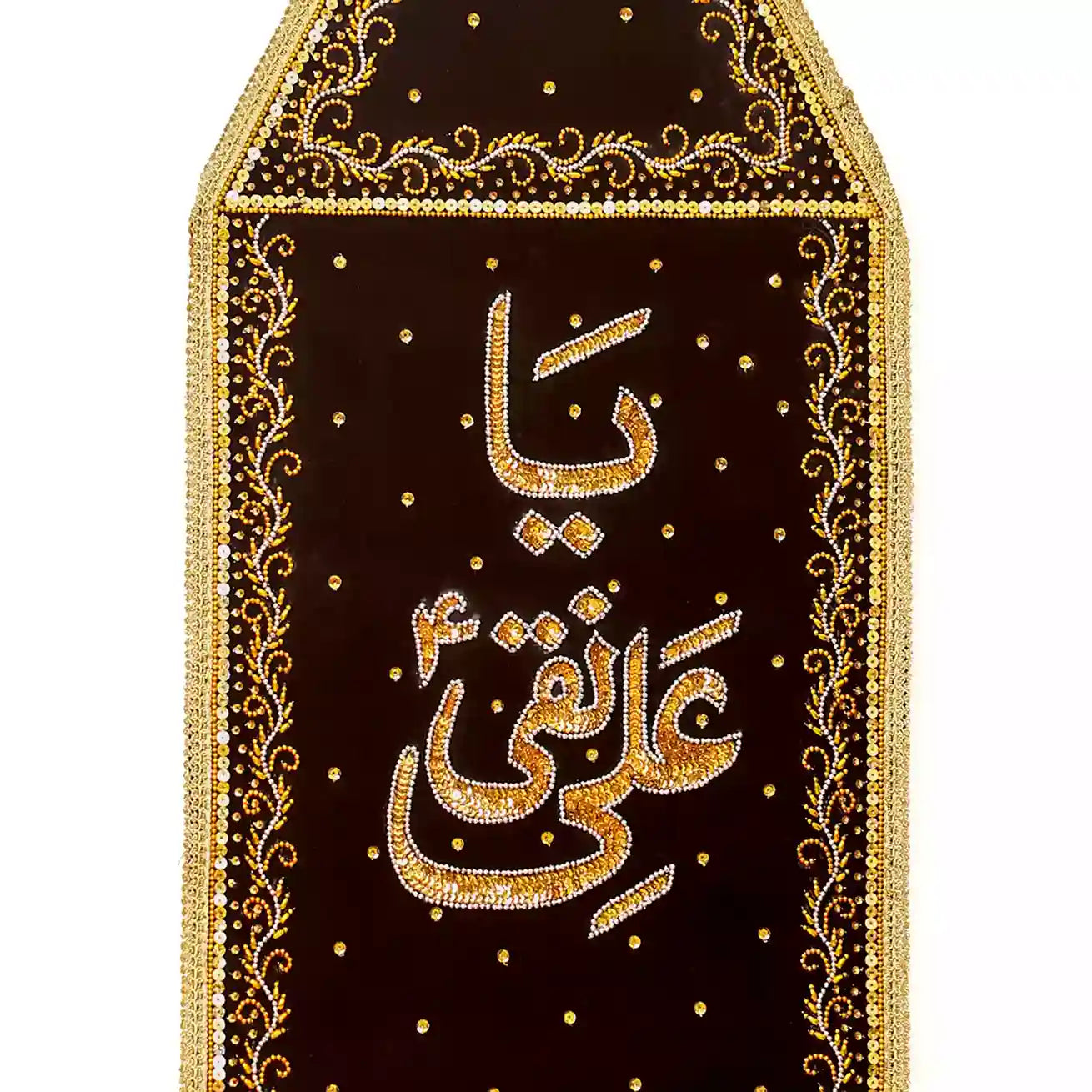 Imam Ali Naqi as Orangy Red Velvet Sequence Work Patka