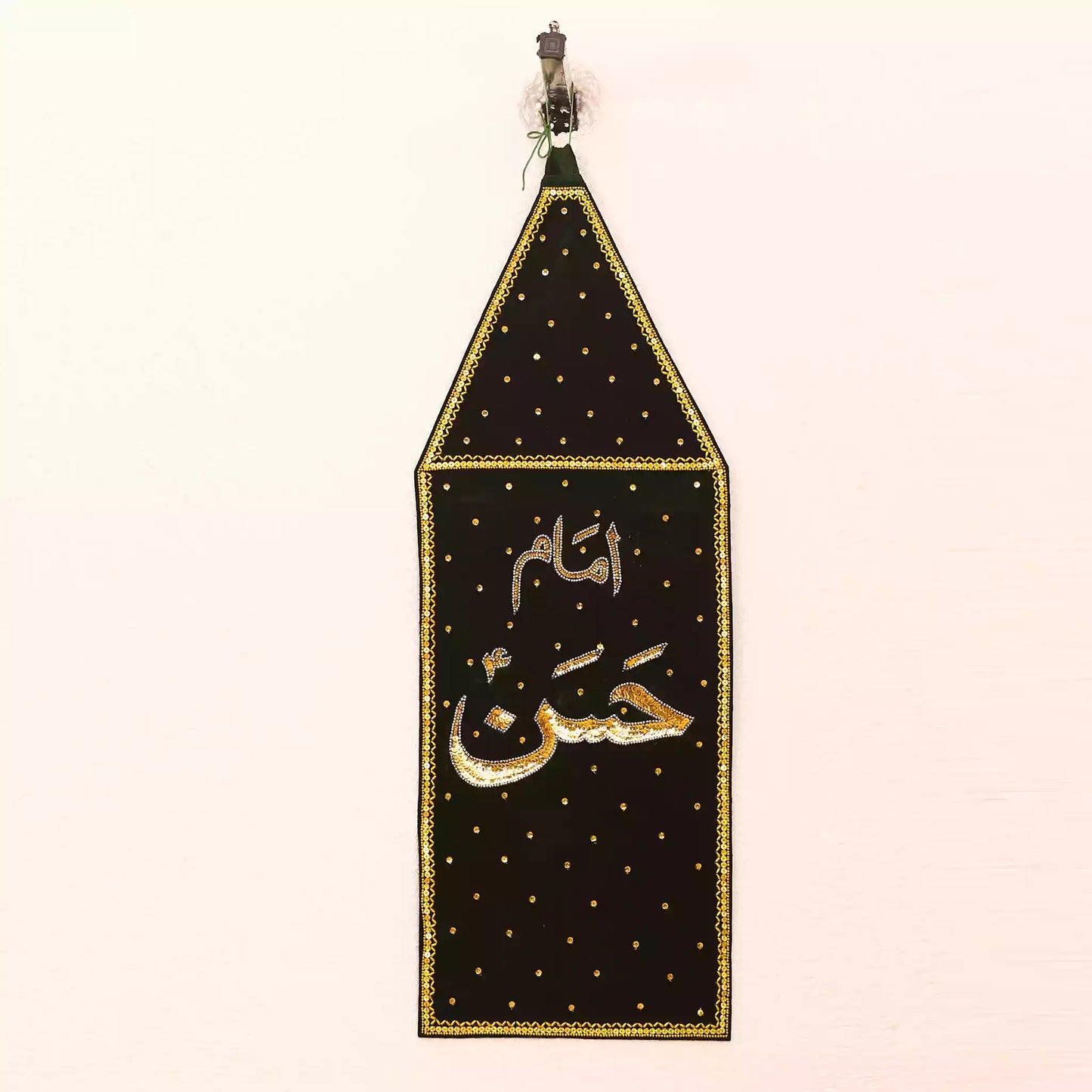 Imam Hassan as Green Velvet Patka Featuring Golden Sequin Work