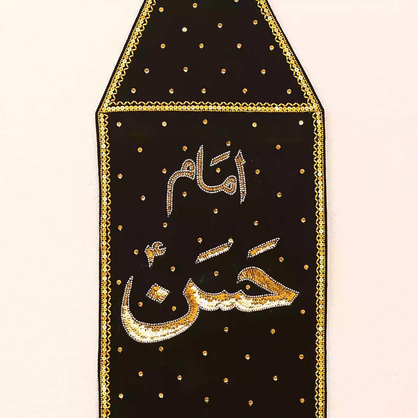 Imam Hassan as Green Velvet Patka Featuring Golden Sequin Work 1