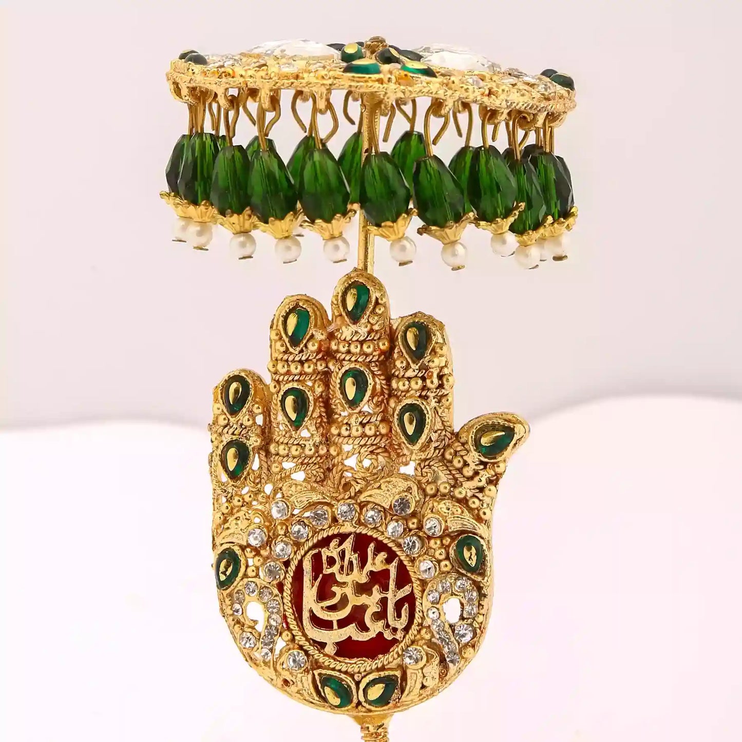 Ya Abbas Alamdar as Elegant Panja Stand Green Stone Umbrella