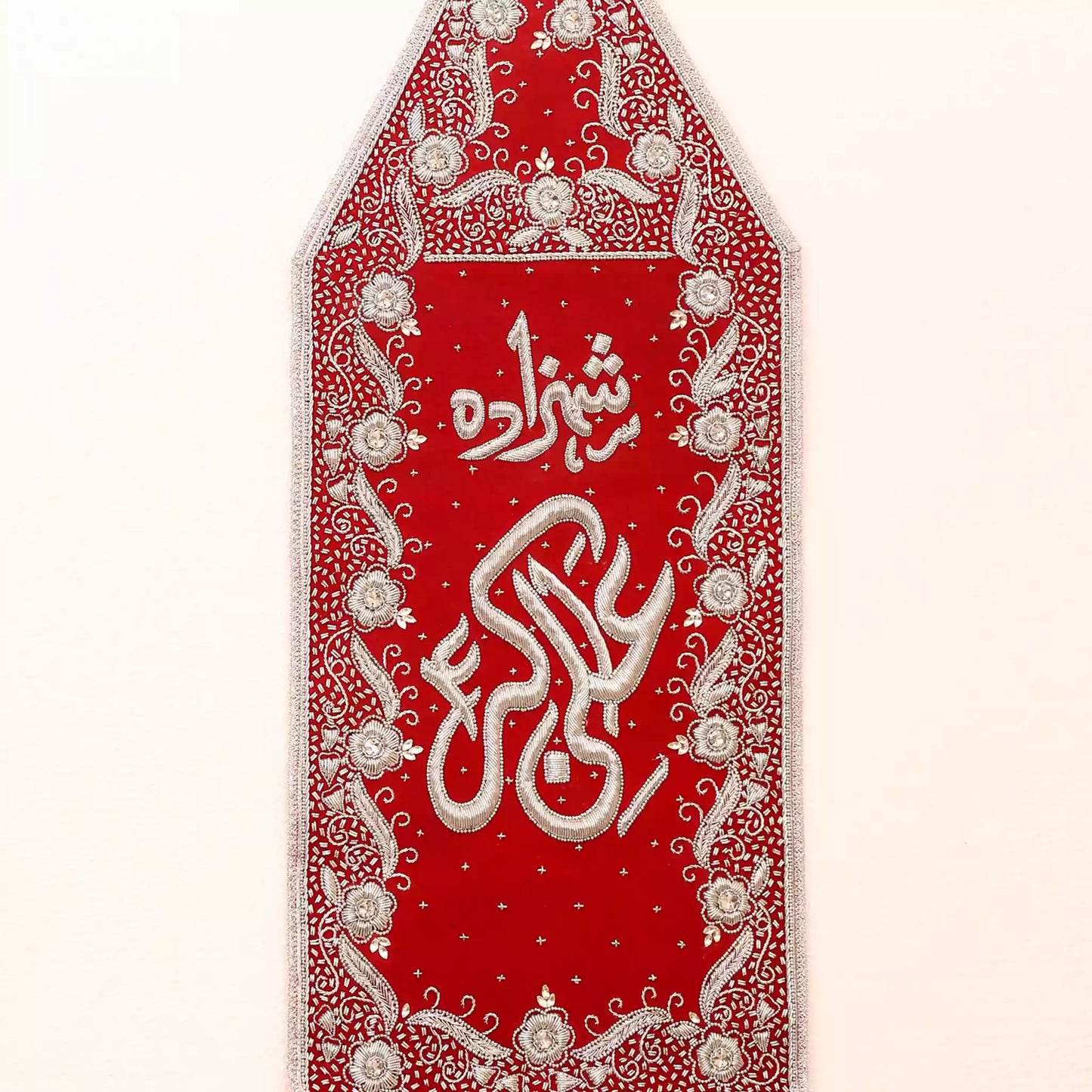Red Velvet Silver Sequence Work Patka Shahzada Ali Akbar as Alam Cloth