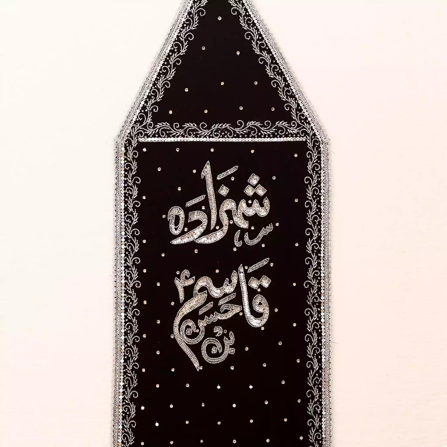 Shahzada Qasim as Black Velvet Patka Featuring Silver Sequin Work