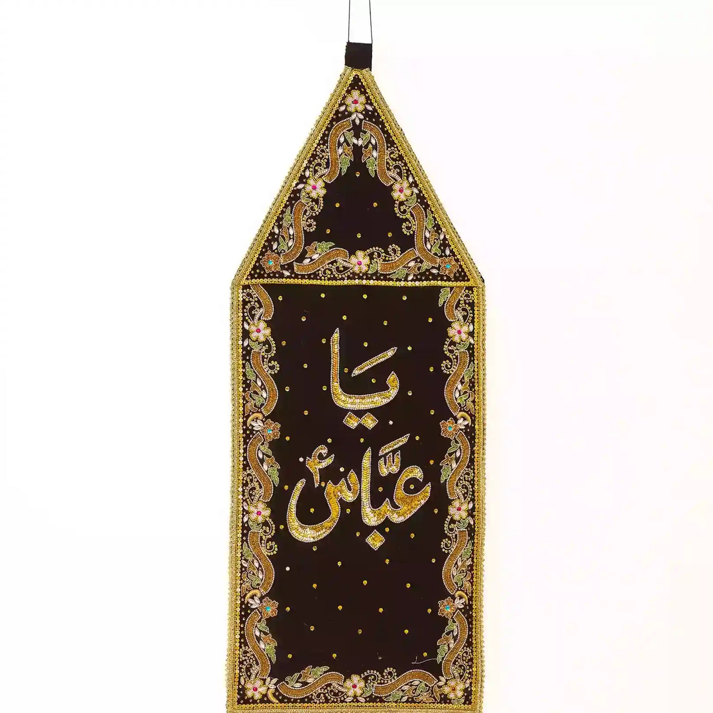 Ya Abbas as Reddish Orange Velvet Patka with Flower Design