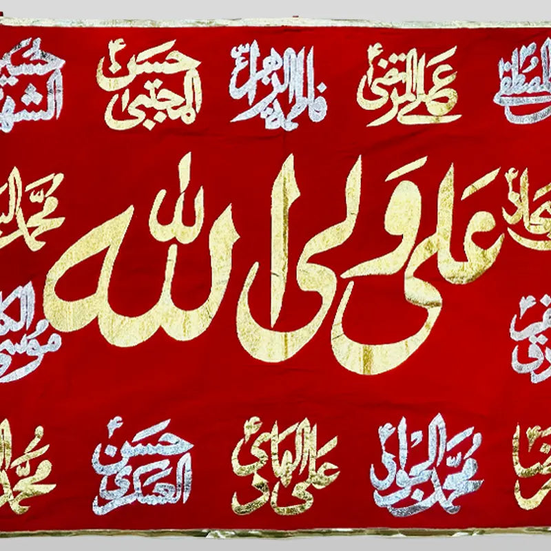Ali Un Wali Allah (as) banner with Fourteen Masomeen (as) Names