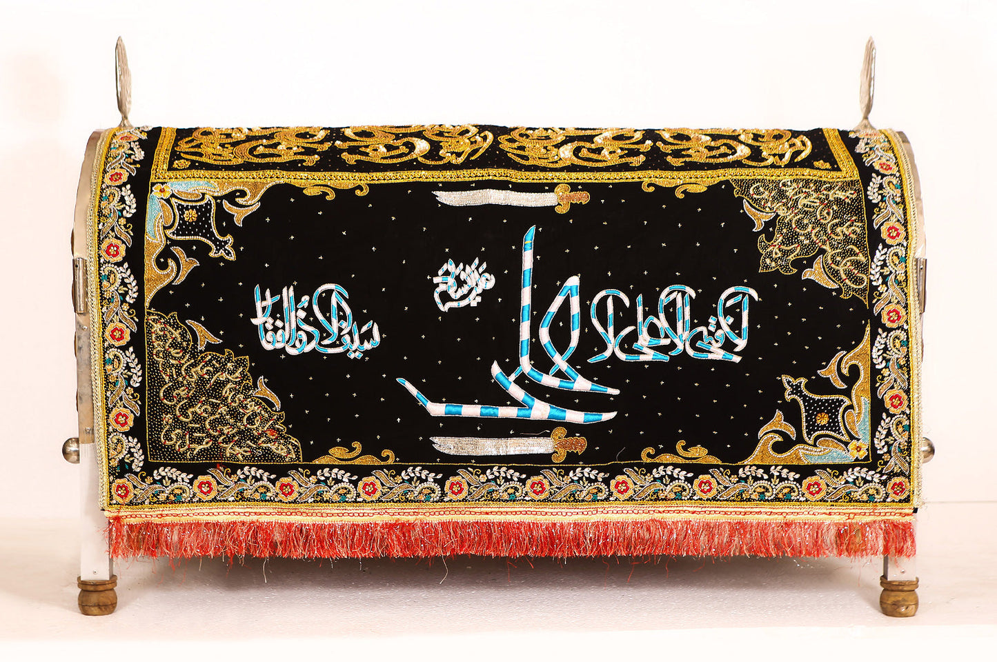Taboot Cover La Fata illa Ali La Saif illa Zulfiqar (as) in Black Velvet Sequence Work Taboot
