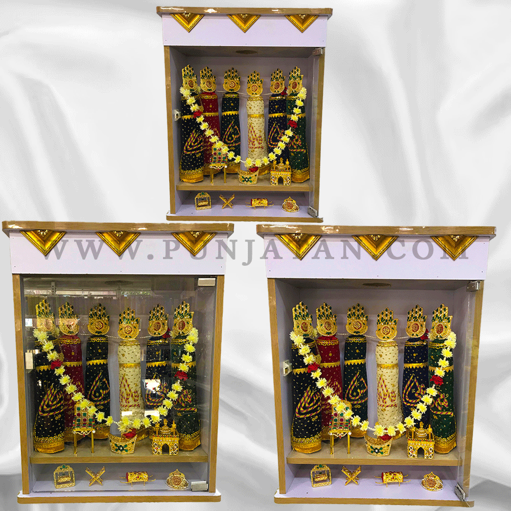 Nestled within a small, exquisite display, this beautiful mini home or azakhana box evokes a sense of reverence and tradition.
