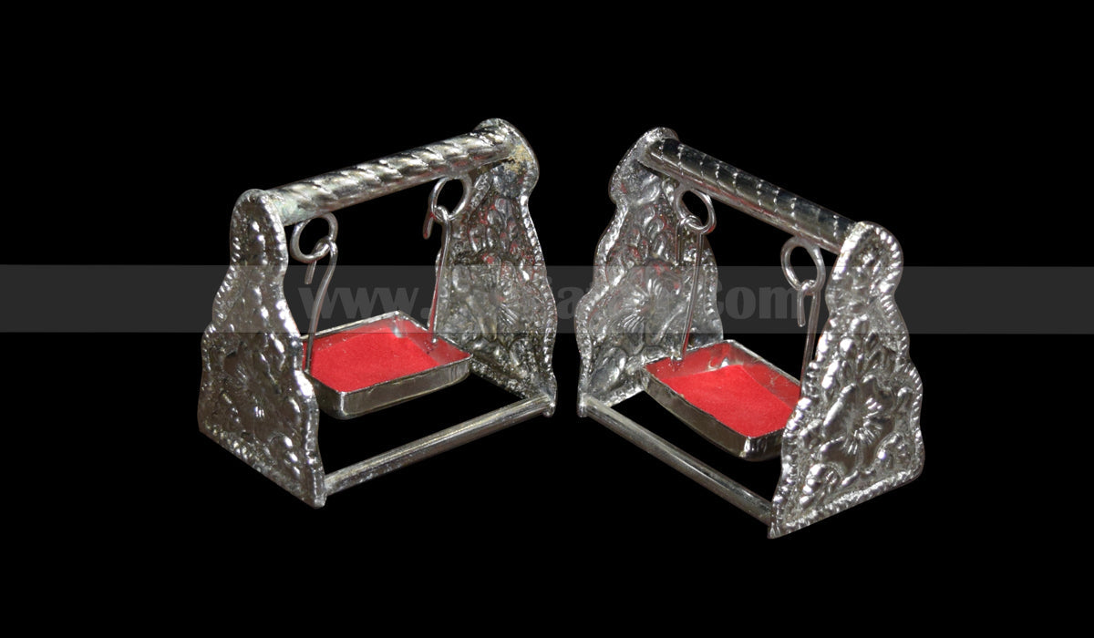 Set of Two Silver Jhoolahs With Red Velvet Cloth