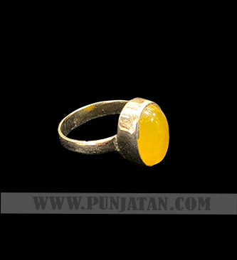 Yellow Aqeeq (Agate) Ring Made in Pure Silver