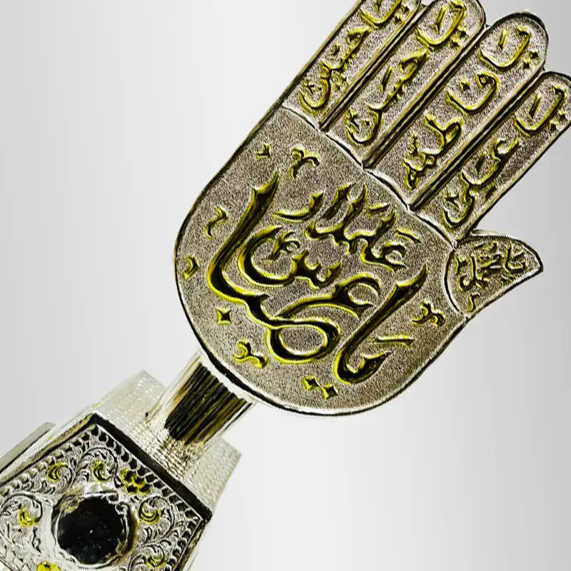 Standing Alam Panjatan Names and Ya Abbas (as) Silver and Gold Polish