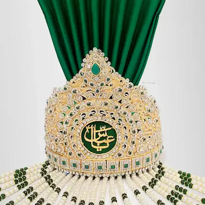 Tajj Hazrat Abbas (as) with Green Pagri Sehra Crystal Beads