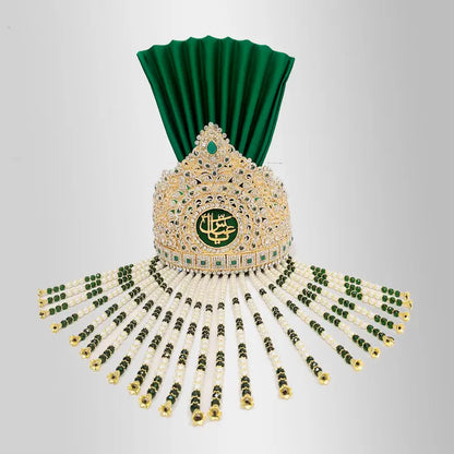 Tajj Hazrat Abbas (as) with Green Pagri Sehra Crystal Beads