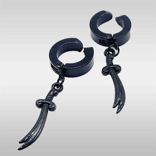 Black Dur Earrings with Zulfiqar Pack of 2pcs