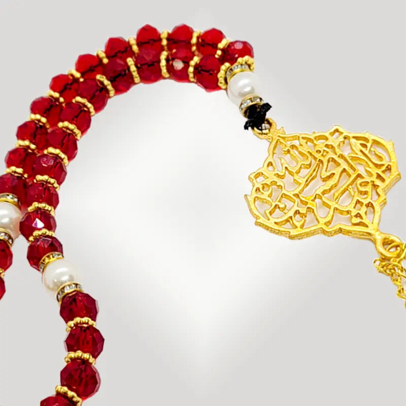 Red Crystal Tasbih Ya Aba Abdullah Al Hussain (as)