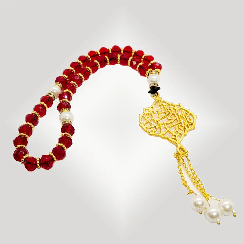 Red Crystal Tasbih Ya Aba Abdullah Al Hussain (as)