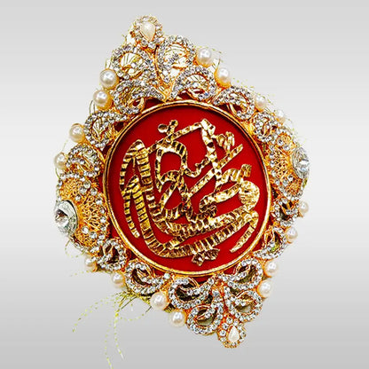 Premium Golden Plated Metal ImamZamin Zircorns & Pearl Work