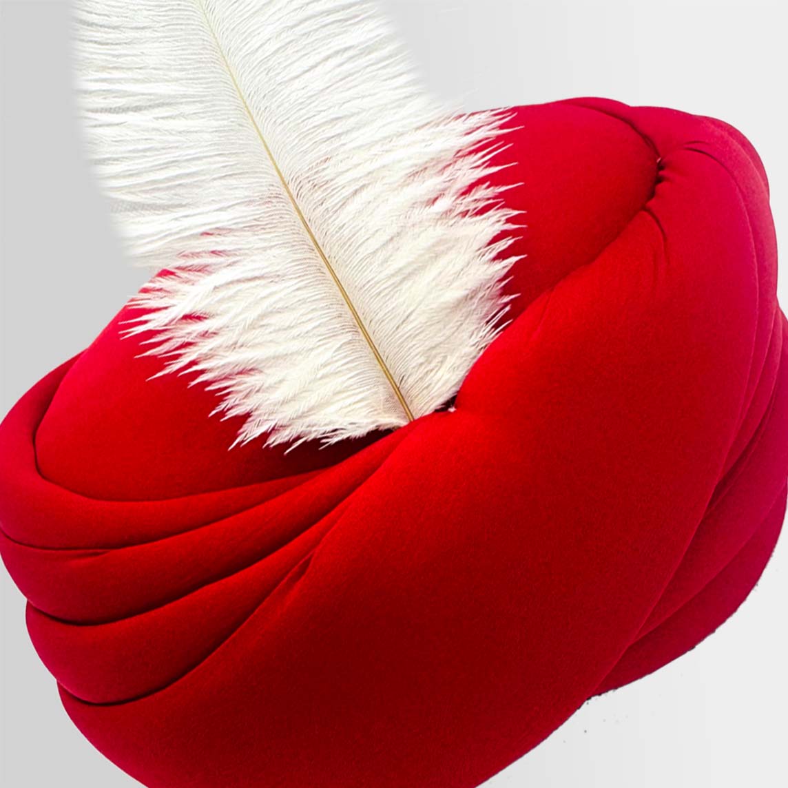 Turban Red Amama With White Fur For Taboot