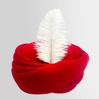 Turban Red Amama With White Fur For Taboot