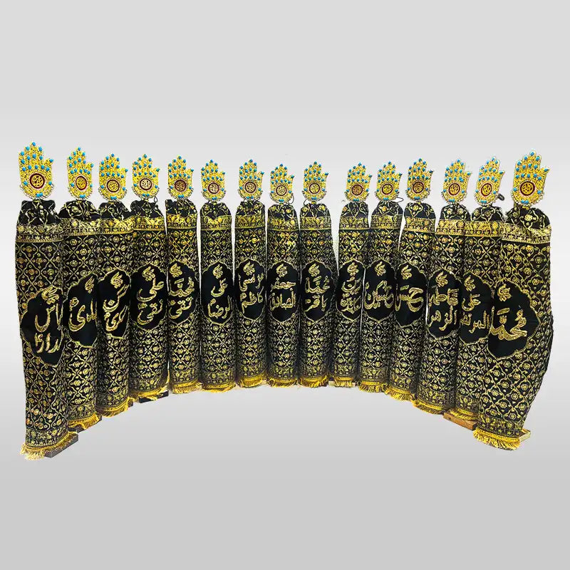 14 Masomeen (as) Set in black for Moharram Azadari home azakhana