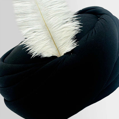 Black Amama Turban with White Fur