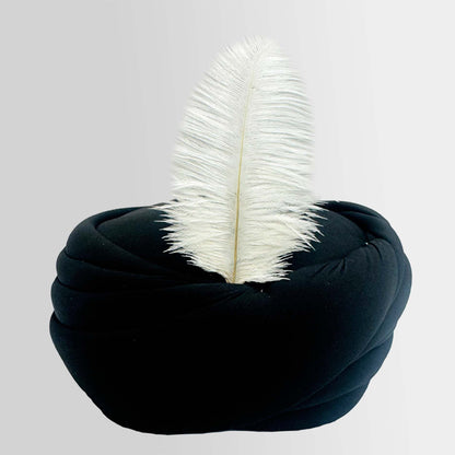Black Amama Turban with White Fur