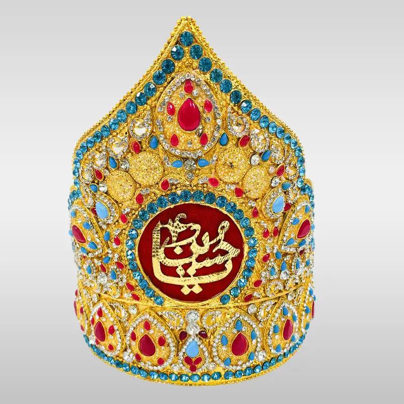 Glowing Tribute to Imam Hussain (as) Ya Hussain (as) Kashi Tajj with Stone Enhancements