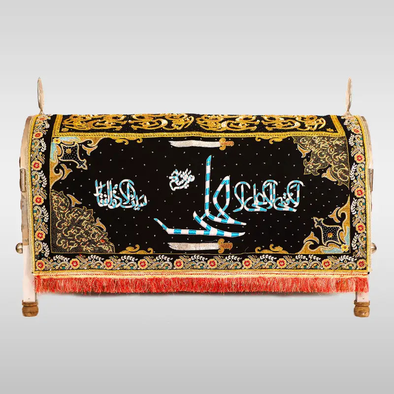 Taboot Cover La Fata illa Ali La Saif illa Zulfiqar (as) in Black Velvet Sequence Work Taboot