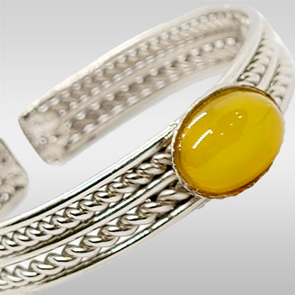 Ladies Aqeeq Kara Hand Cuff Brown | Yellow | Black