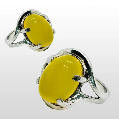 Yellow Aqeeq 925 Silver Ring Beautiful Ring for Men's 1