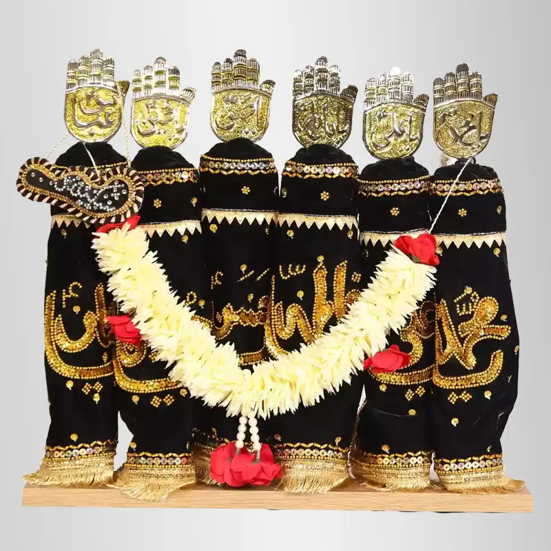 Black Velvet Alam Azakhana with Handcrafted German Silver Panja for Your Home