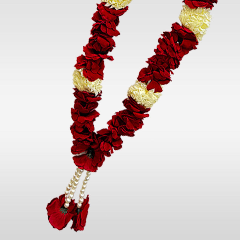 Azakhana Flower Red Gulab and Creamish Flower Set of 5pcs