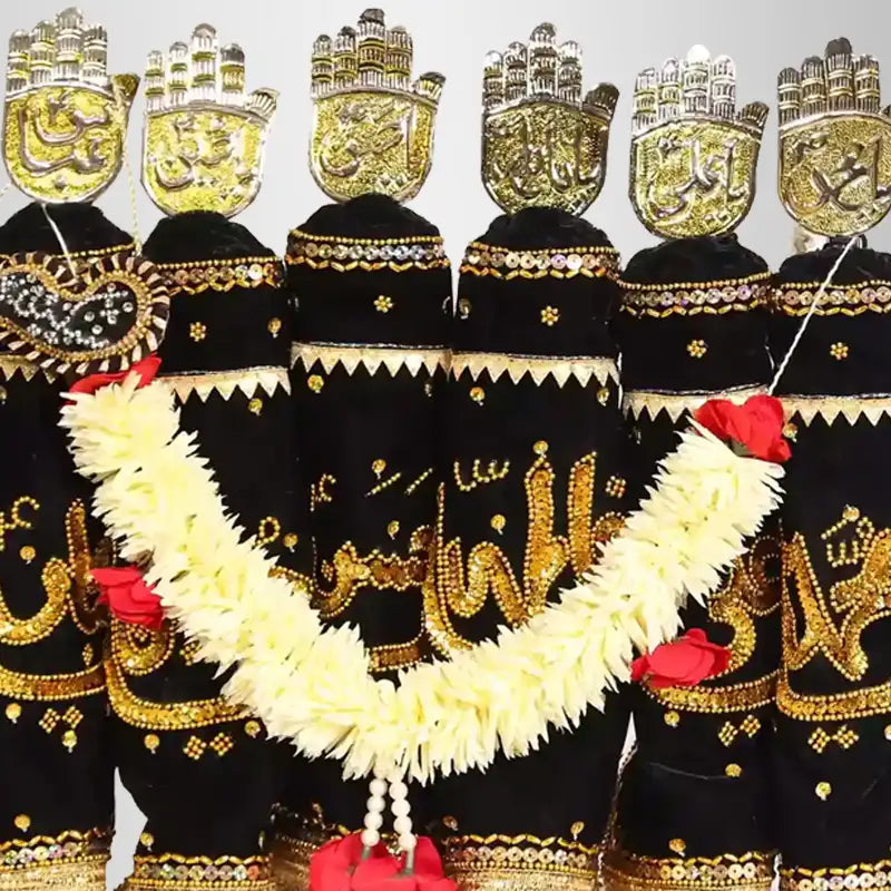 Black Velvet Alam Azakhana with Handcrafted German Silver Panja for Your Home