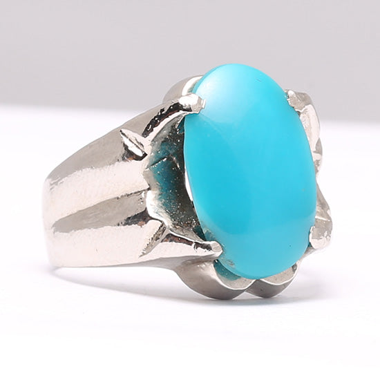 Feerozah Turquoise 925 silver rings, the most reliable website to buy real gemstones ring