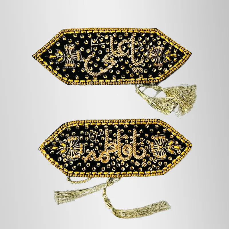 Beautiful Looking Imamzamin Green Velvet Imamzamin with Golden Kora Work