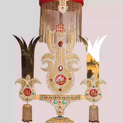 Beautiful Alam Mola Ali as with Zulfiqar Red Amama Manjoos Work