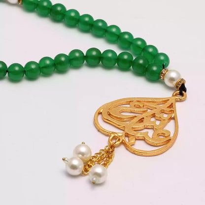 Mola Abbas (as) Tasbih Golden Pendant Ya Abbas as Green Beads