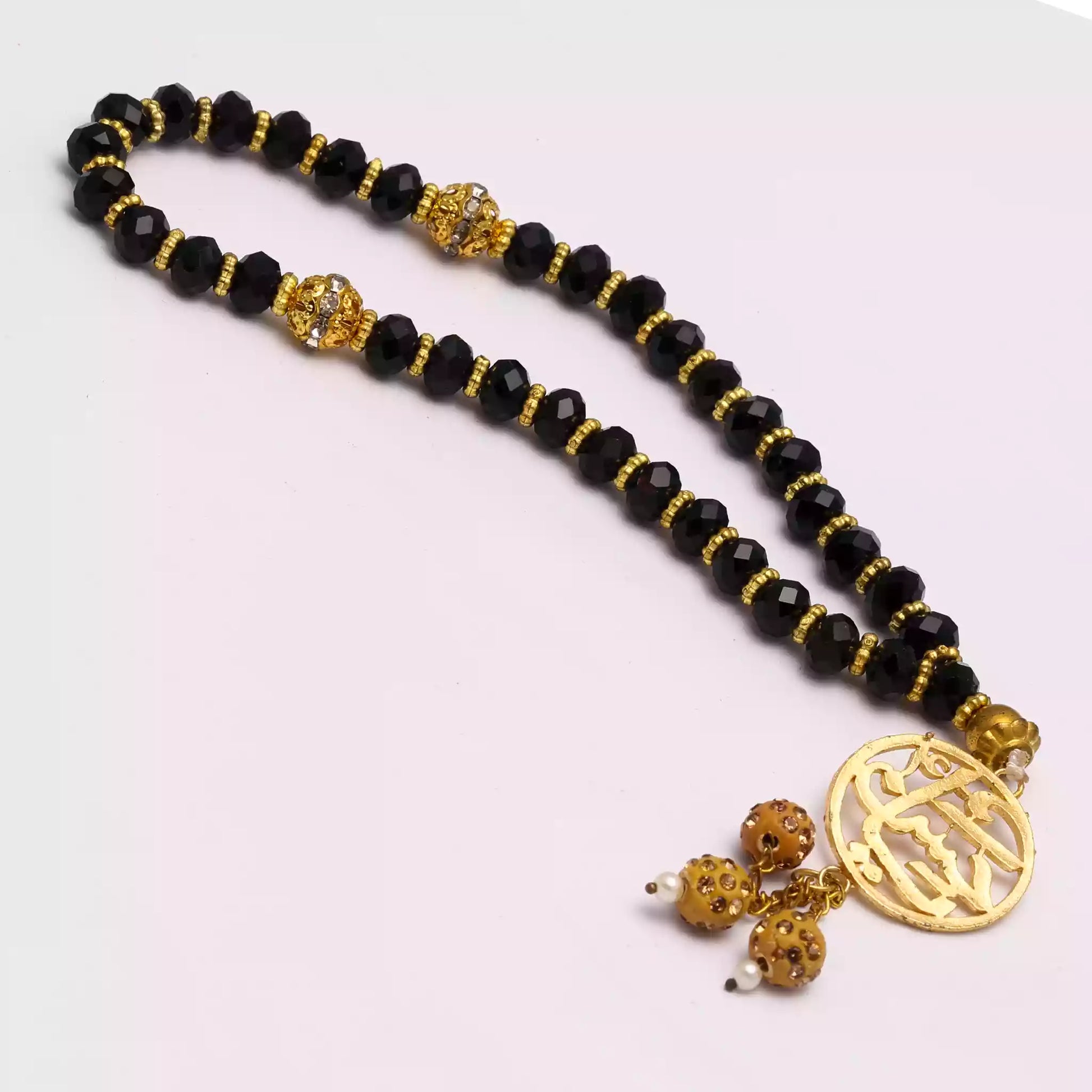 Beautiful Tasbih Golden Pendant Ya Hussain a.s Crystal Beads